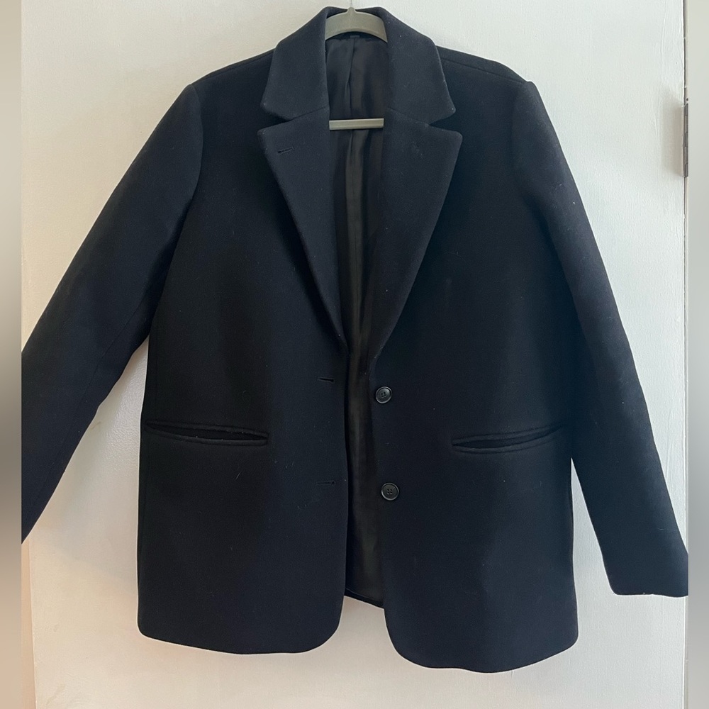 Black Oversized Wool Blazer Coat - sz 4